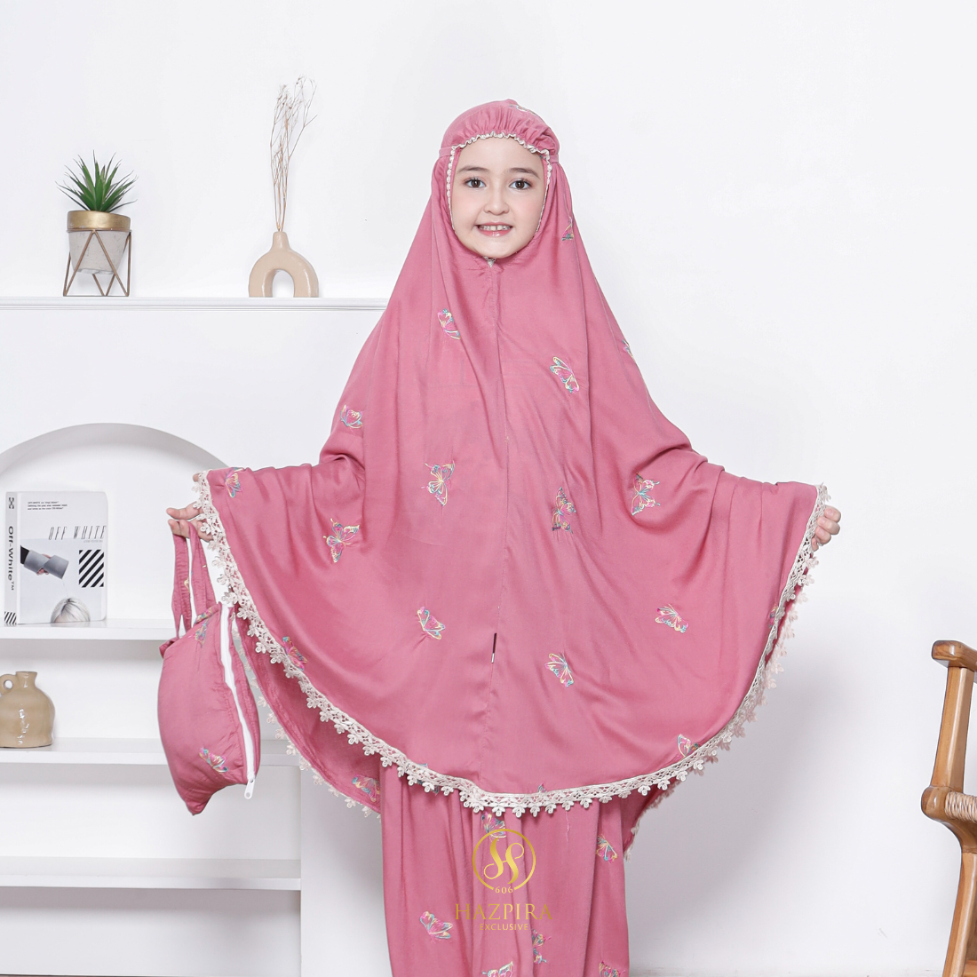 Mukena Anak Rayon Bordir Butterfly
